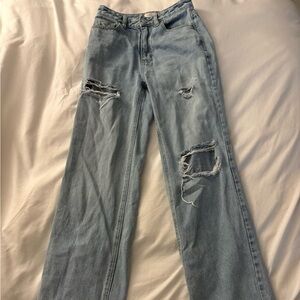 PacSun Light Blue Distressed Straight Leg Jeans